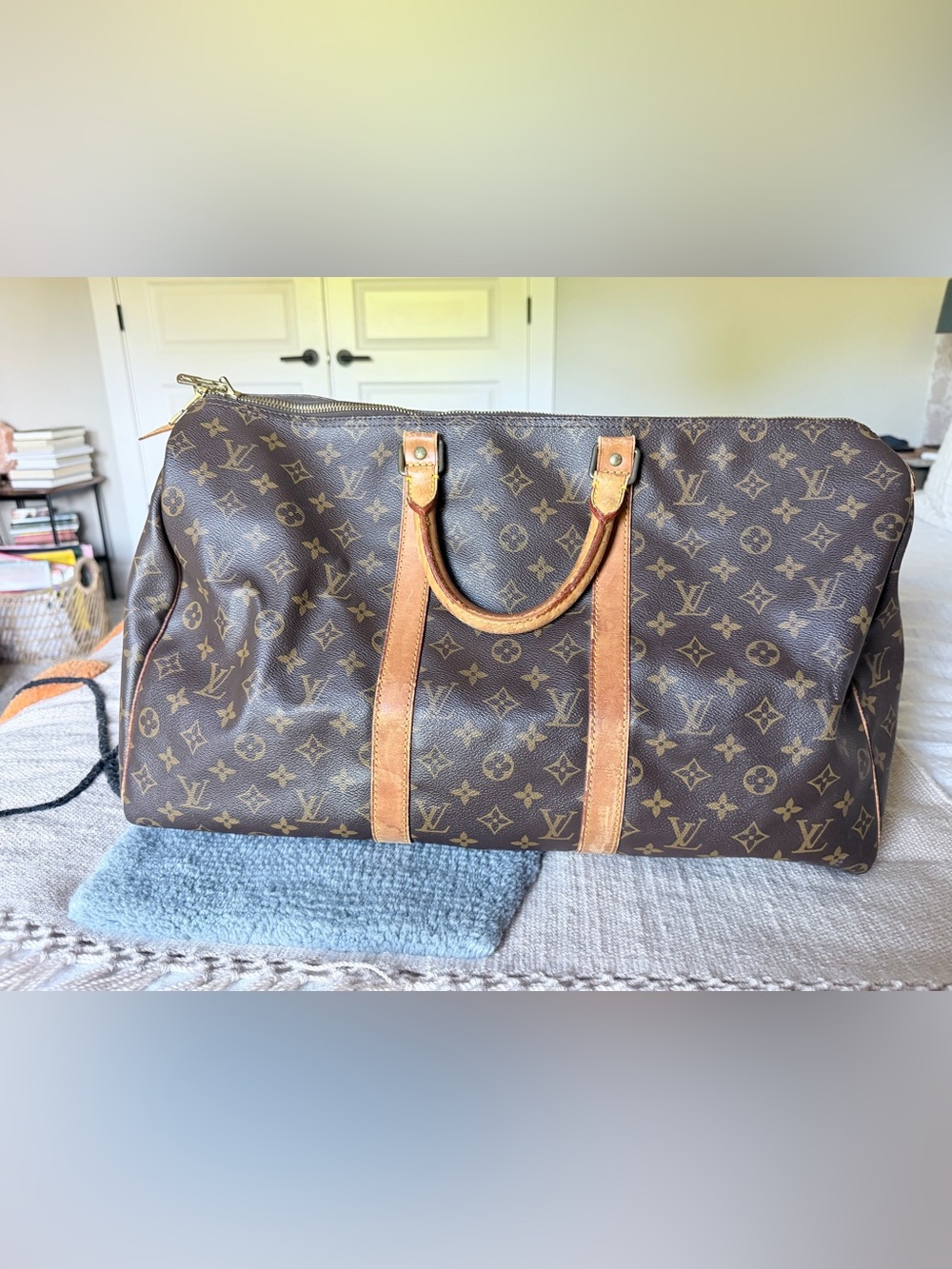 Louis Vuitton Brown Monogram Keepall 50, Authentic